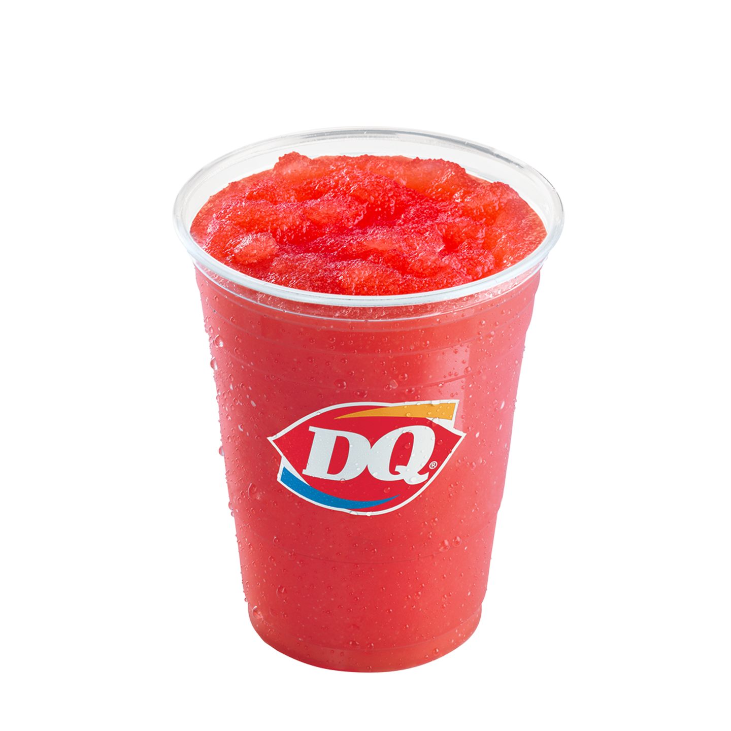 Cherry slush drink in a DQ cup