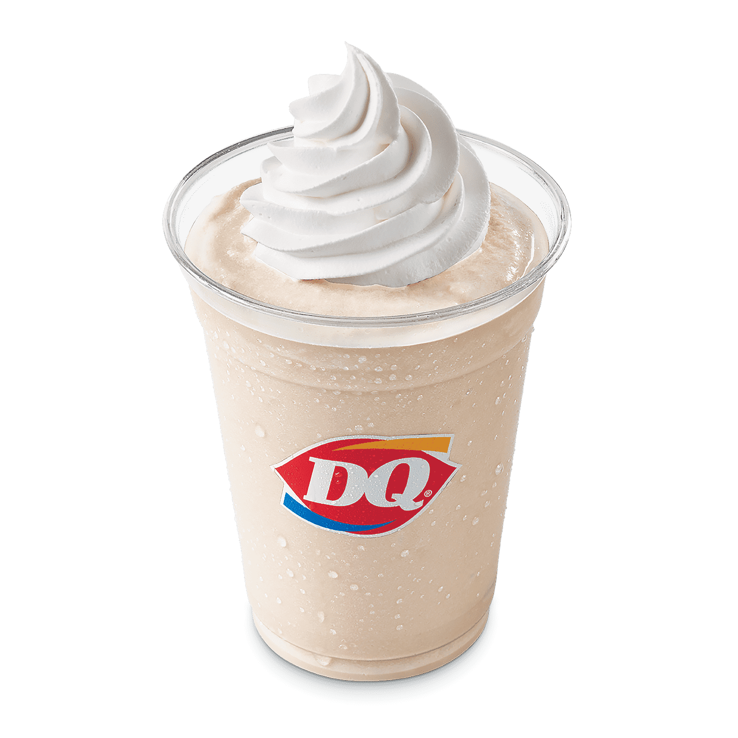 Peanut butter shake topped with whipped topping in a DQ cup